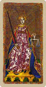 Justice Tarot card in Cary-Yale Visconti Tarocchi deck