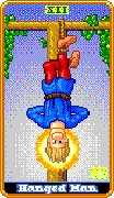 The Hanged Man Tarot card in 8-Bit Tarot deck