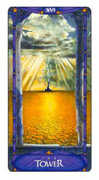 The Tower Tarot card in Art Nouveau deck