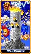 The Tower Tarot card in 8-Bit Tarot deck