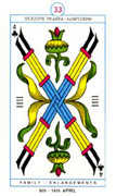 Four of Clubs Tarot card in Cagliostro deck