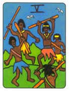 Five of Wands Tarot card in African Tarot deck