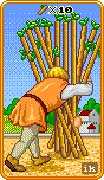 Ten of Wands Tarot card in 8-Bit Tarot deck