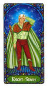 Knight of Staves Tarot card in Art Nouveau deck