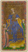 Queen of Wands Tarot card in Cary-Yale Visconti Tarocchi deck