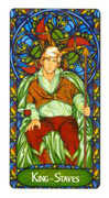 King of Staves Tarot card in Art Nouveau deck