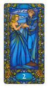 Two of Cups Tarot card in Art Nouveau deck