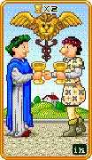 Two of Cups Tarot card in 8-Bit Tarot deck