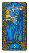 Three of Cups Tarot card in Art Nouveau deck