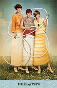 Three of Cups Tarot card in Tarot of Mystical Moments deck