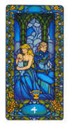 Four of Cups Tarot card in Art Nouveau deck