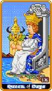 Queen of Cups Tarot card in 8-Bit Tarot deck