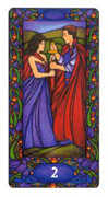 Two of Swords Tarot card in Art Nouveau deck