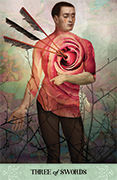 Three of Swords Tarot card in Tarot of Mystical Moments deck