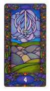Four of Swords Tarot card in Art Nouveau deck
