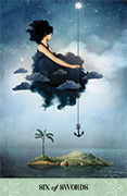 Six of Swords Tarot card in Tarot of Mystical Moments deck
