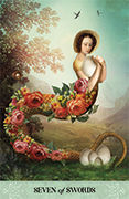 Seven of Swords Tarot card in Tarot of Mystical Moments deck