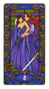 Eight of Swords Tarot card in Art Nouveau deck