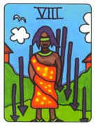 Eight of Swords Tarot card in African Tarot deck