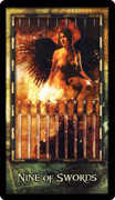 Nine of Swords Tarot card in Archeon deck