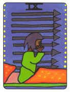 Nine of Swords Tarot card in African Tarot deck