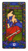 Ten of Swords Tarot card in Art Nouveau deck