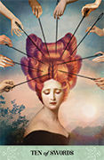 Ten of Swords Tarot card in Tarot of Mystical Moments deck