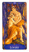 The Lovers Tarot card in Art Nouveau deck
