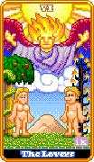 The Lovers Tarot card in 8-Bit Tarot deck