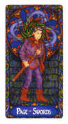 Page of Swords Tarot card in Art Nouveau deck