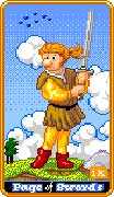 Page of Swords Tarot card in 8-Bit Tarot deck