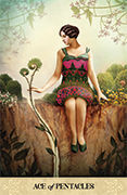 Ace of Pentacles Tarot card in Tarot of Mystical Moments deck