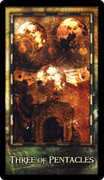 Three of Coins Tarot card in Archeon deck