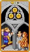 Three of Coins Tarot card in 8-Bit Tarot deck