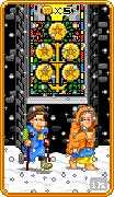 Five of Coins Tarot card in 8-Bit Tarot deck