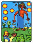 Six of Pentacles Tarot card in African Tarot deck