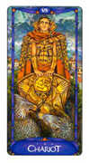 The Chariot Tarot card in Art Nouveau deck