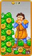 Seven of Coins Tarot card in 8-Bit Tarot deck