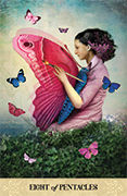 Eight of Pentacles Tarot card in Tarot of Mystical Moments deck