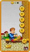 Eight of Coins Tarot card in 8-Bit Tarot deck