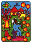 Ten of Pentacles Tarot card in African Tarot deck