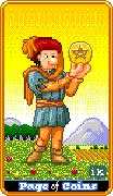 Page of Coins Tarot card in 8-Bit Tarot deck