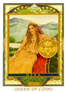 Queen of Coins Tarot card in Lovers Path deck