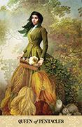 Queen of Pentacles Tarot card in Tarot of Mystical Moments deck