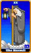 The Hermit Tarot card in 8-Bit Tarot deck