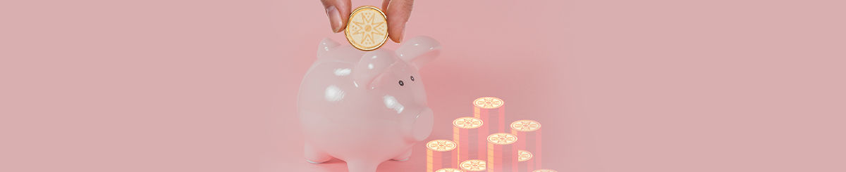 Karma Coins against Purple Gradient background